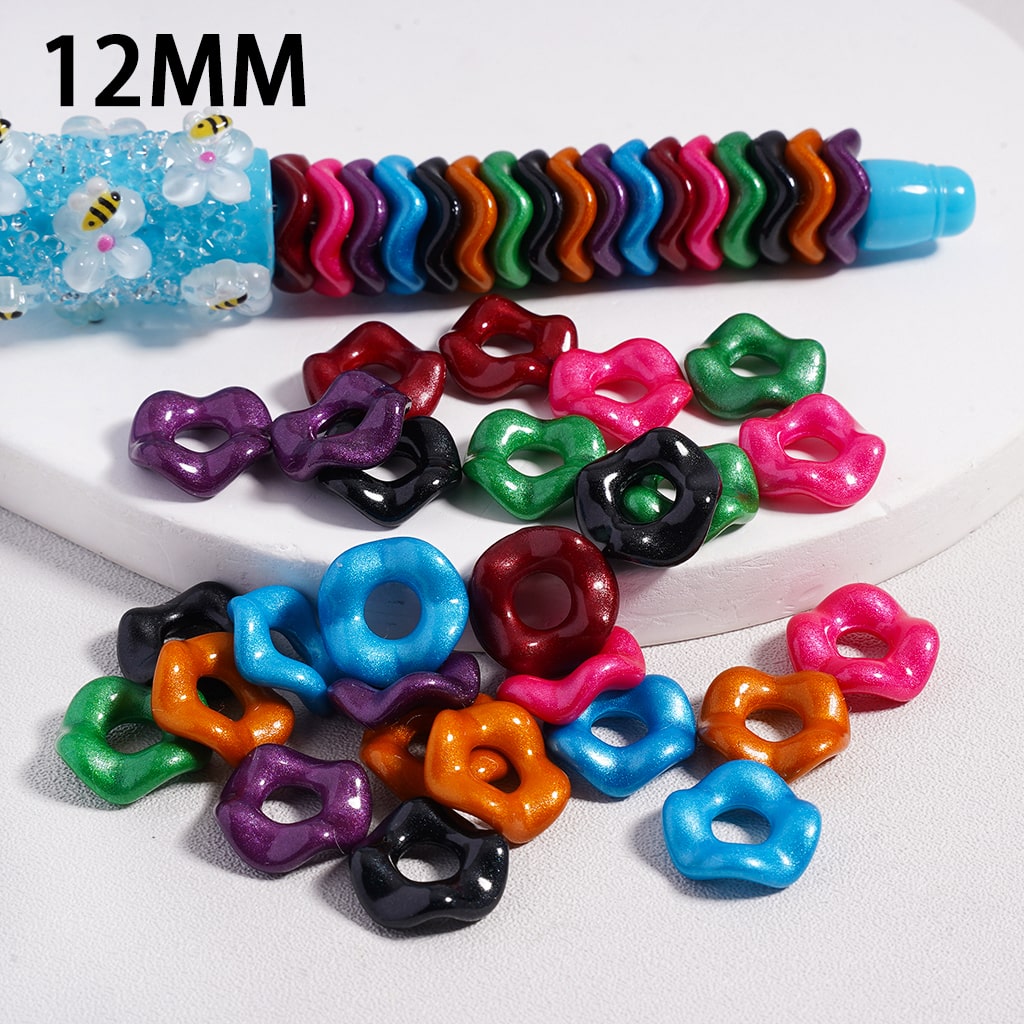 Dark Series Wavy Acrylic Spacer Beads Dark Color Series, 12MM (Single Color is available for 500pcs(Whole Bag) Only)