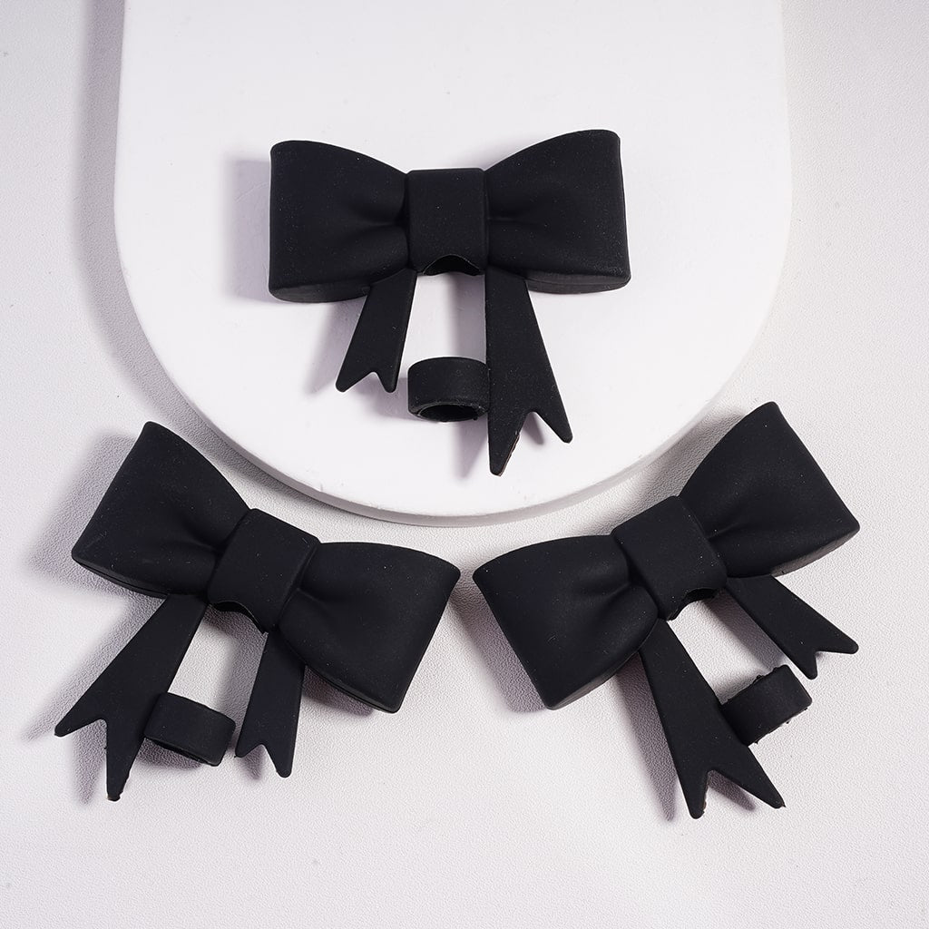 Food Grade Bowknot Silicone Straw Topper Cup Tumbler Accessory Solid Color Random Mix