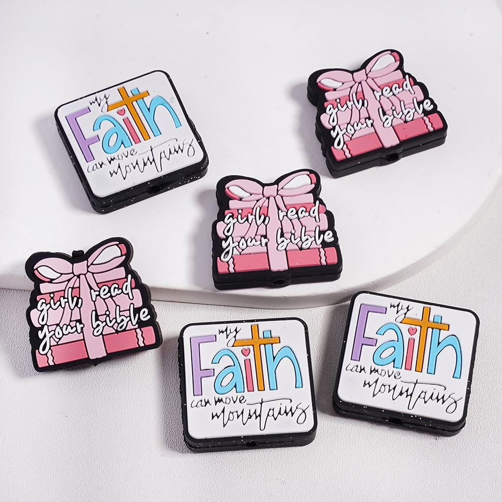 My Faith Can Move Mountains‘Girl Read Your Bible’ Inspirational Series Silicone Focal Beads