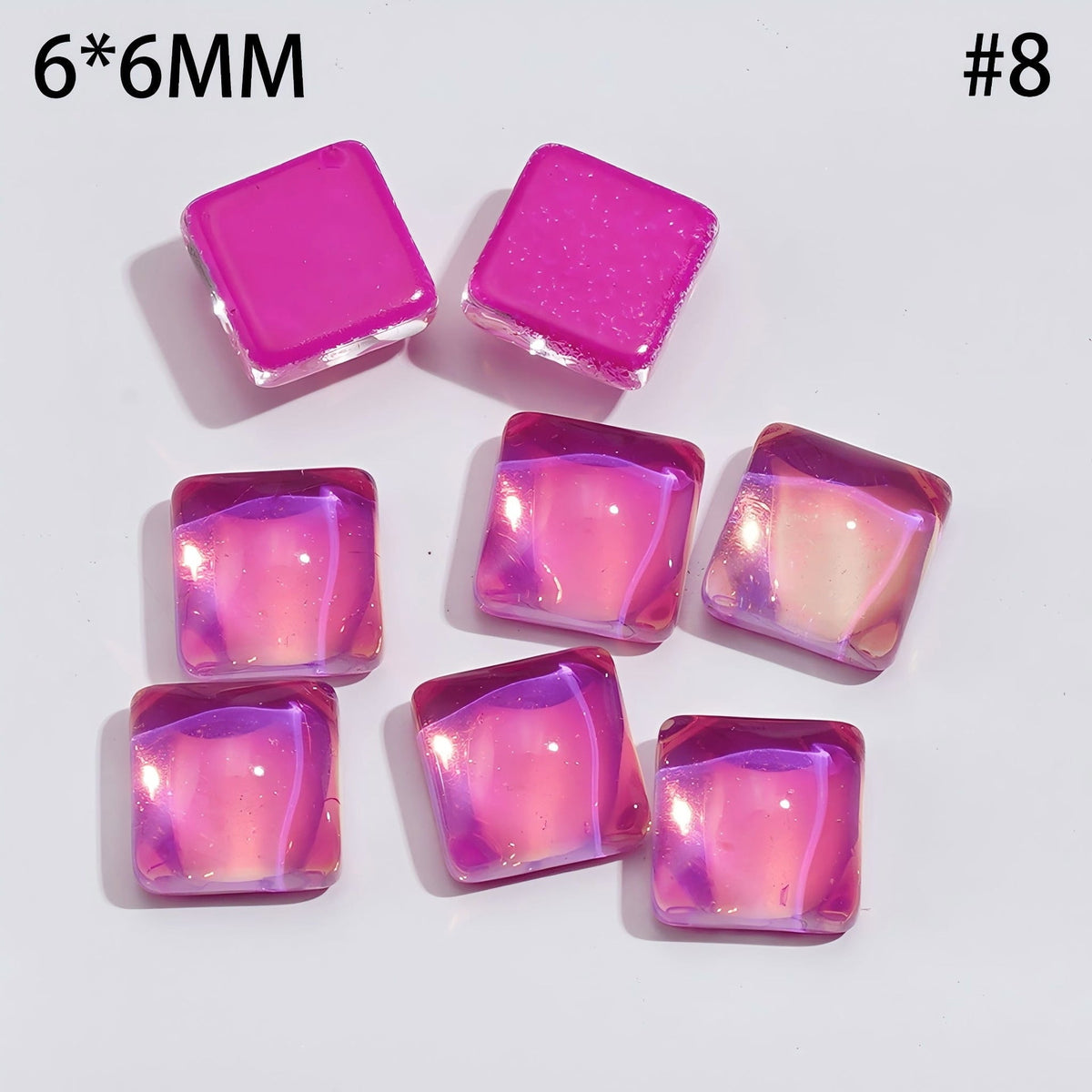 Tiny Adorable Shimmering Square Shaped Rhinestones Charms DIY Jewelry Accessories, 6*6MM, Multicolor