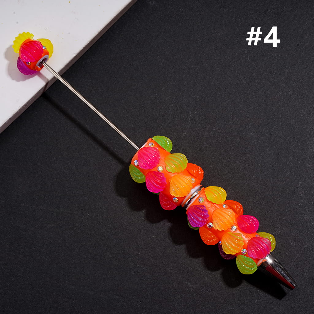 Beadable Clay Pens with AB Rhinestones and Various Colors Seashell, Fluorescent Pen Body