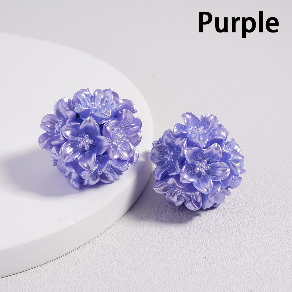 Shiny Flowers with Stamen, Multi-Color, Clay Beads Around 20-25MM