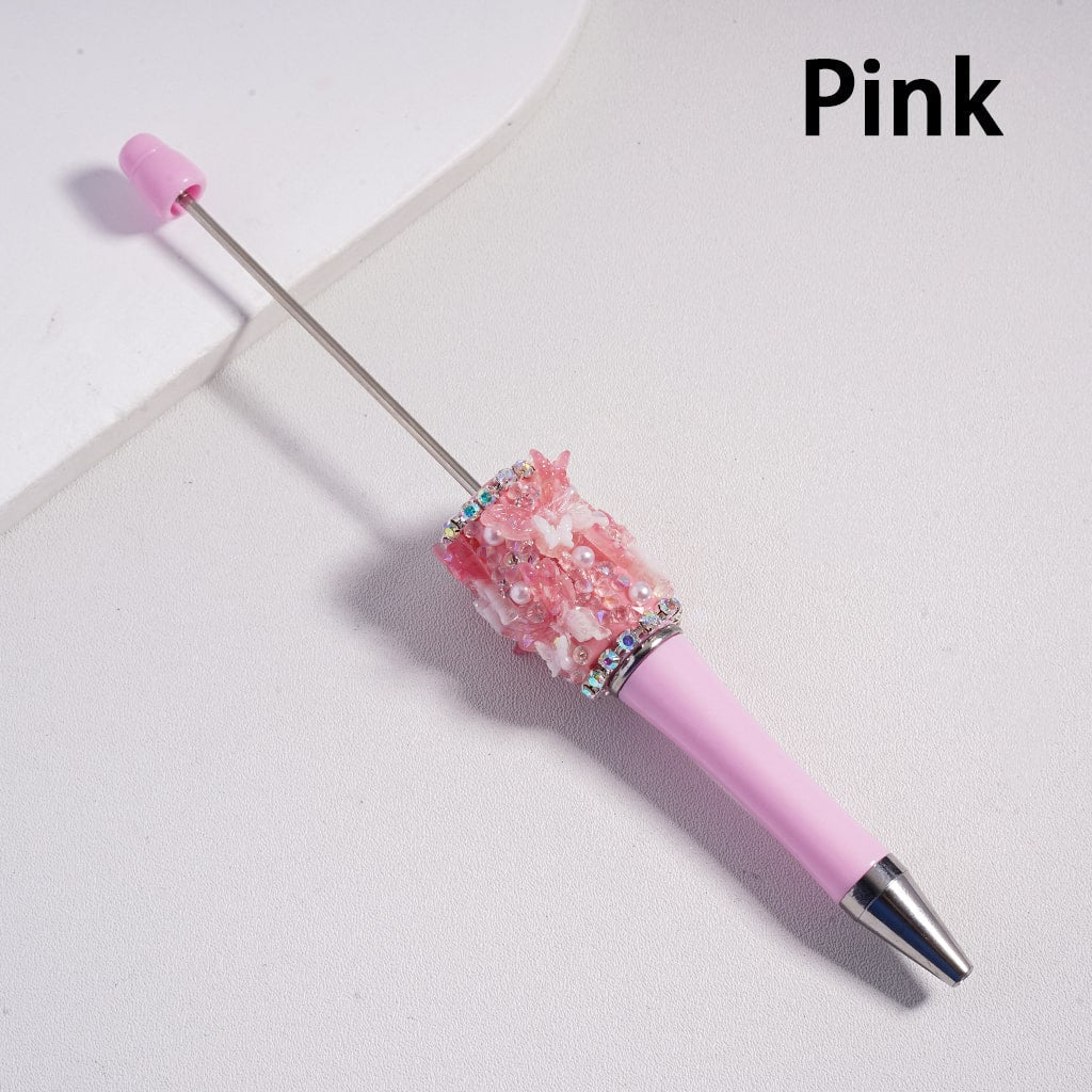 Cute Shiny Butterflies Decoration AB & Cone Shape Rhinestones White Pearls in Solid Color Clay Pen Topper