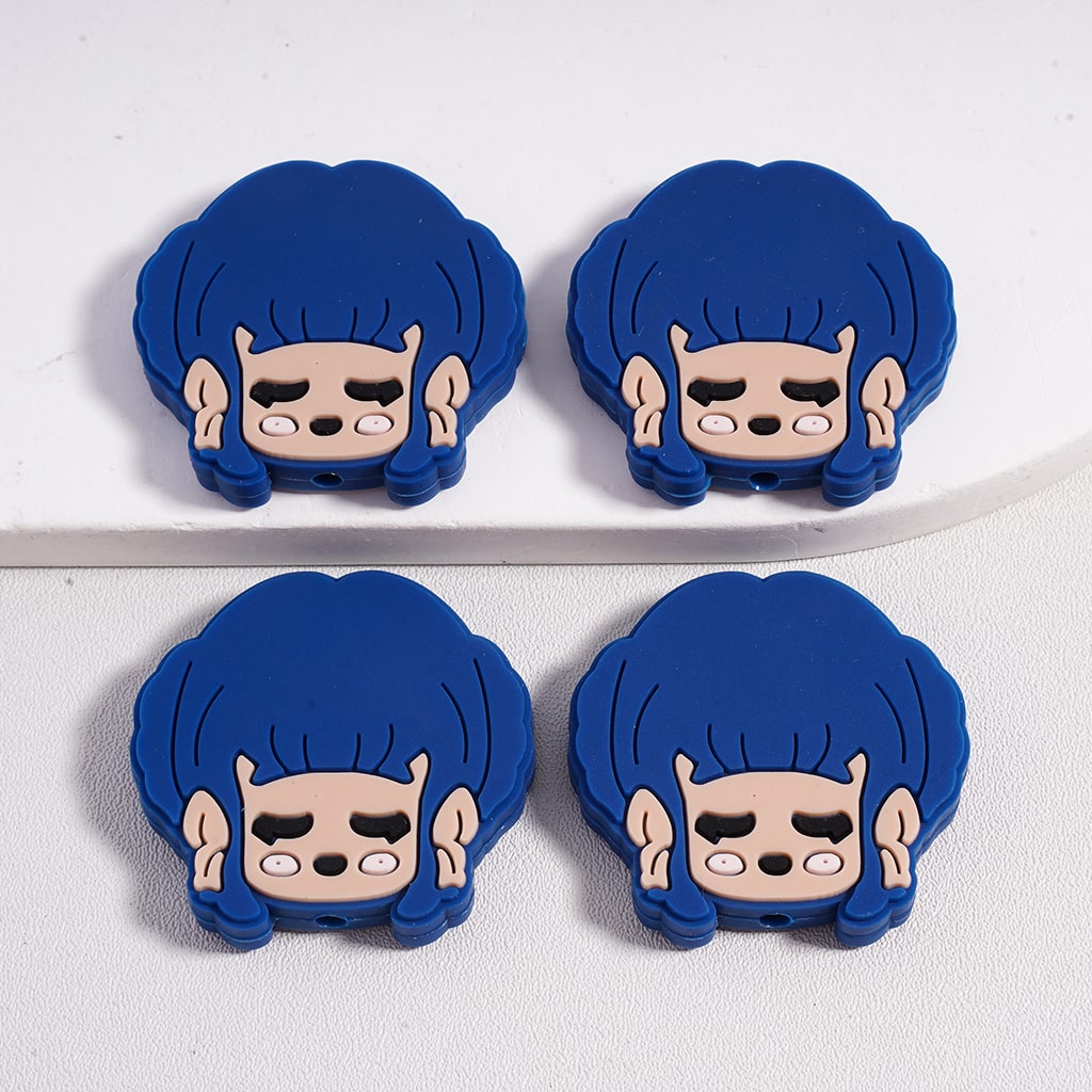 Cute Fashion Girl with Multicolor Hair Silicone Focal Beads