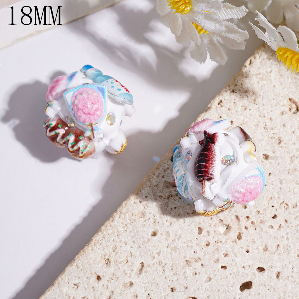 Food Beverage Theme with Grilled Corn Drink Bottle Desserts and AB Rhinestones Clay Beads, 18MM