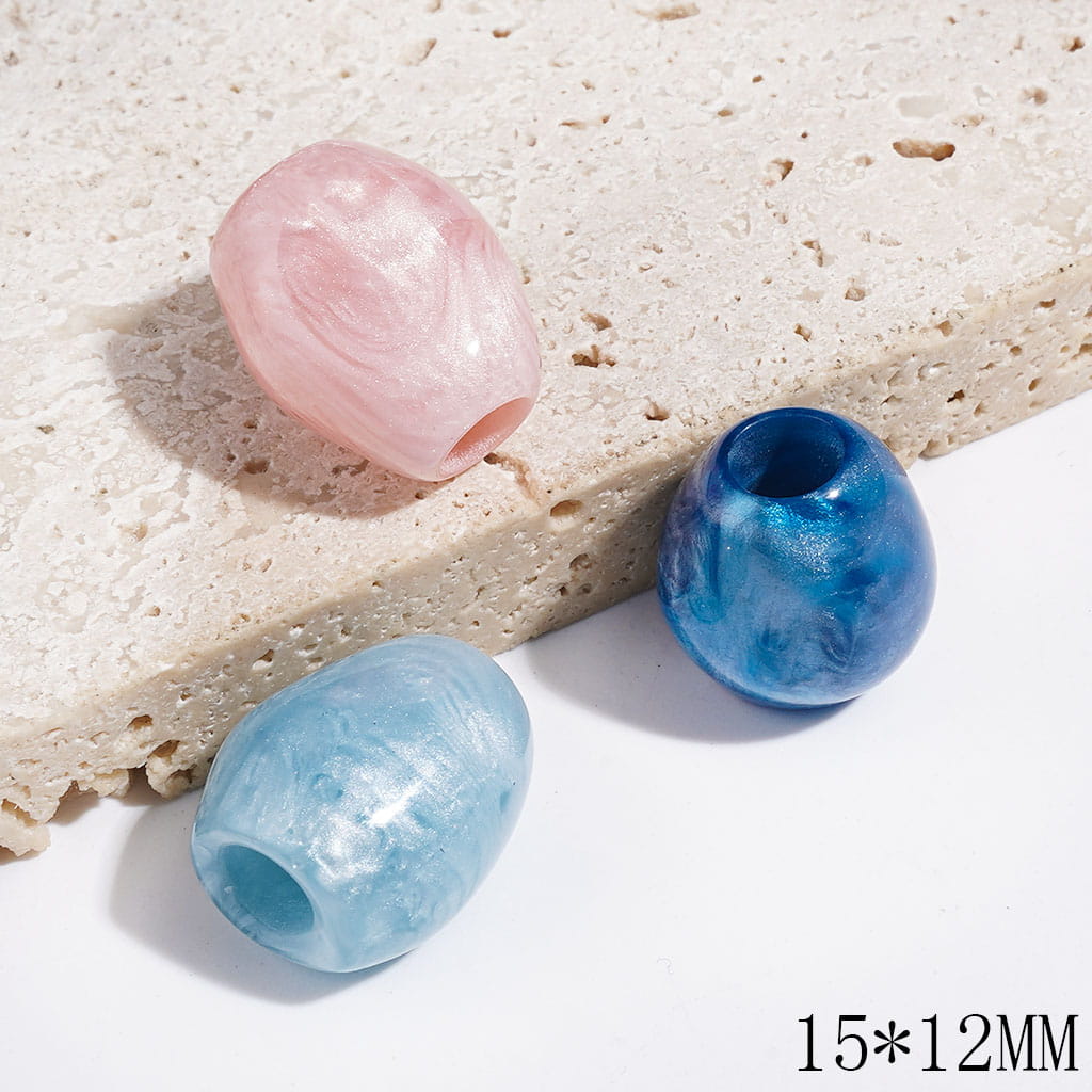 Elegant Artistic Abstract Cloud Design with Glitter Acrylic Beads, Big Hole Beads, 15*12MM, Multi-Color, Random Mix (The Hole Diameter is 5MM)