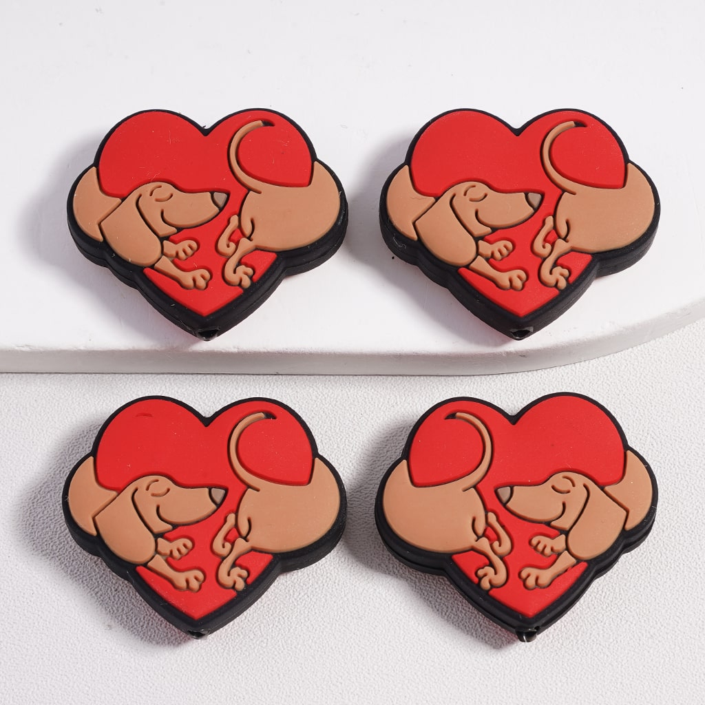 Cute Dachshund Sausage Dog Puppy Animal Series Silicone Focal Beads