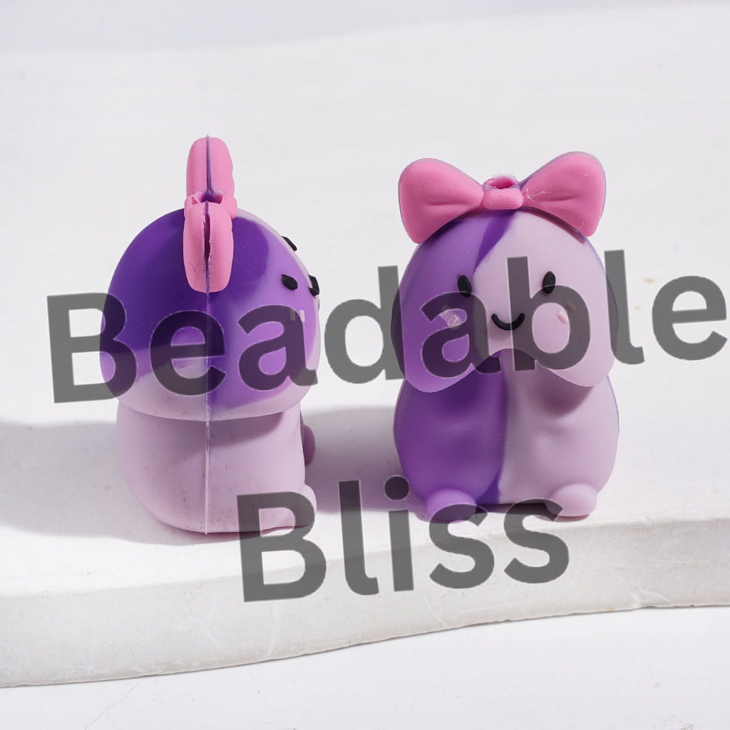 3D Silicone Focal Beads Man Exclusive with Bowtie, Multi-Color
