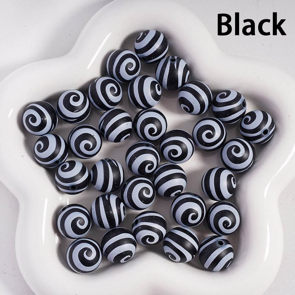 Frosted Matte with Lollipop Swirl Stripes Multi‑Color Round Acrylic Beads 16mm
