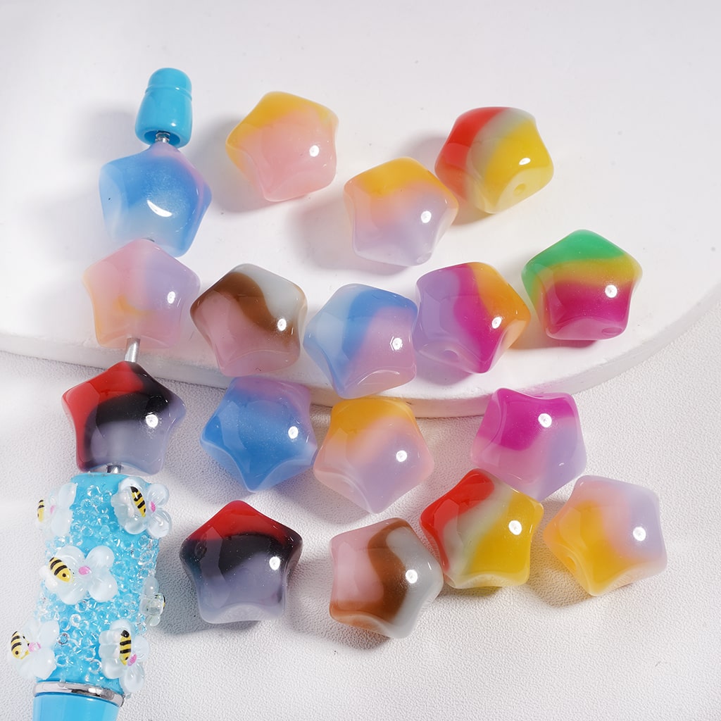 Eye Style Five-Pointed Star in Three Colors Shiny Acrylic Beads 16MM Random Mix