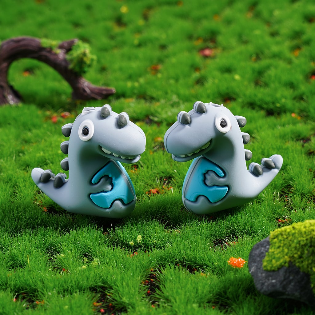 3D Cute Mini Baby Dinosaurs in Various Colors Silicone Focal Beads Random Mix