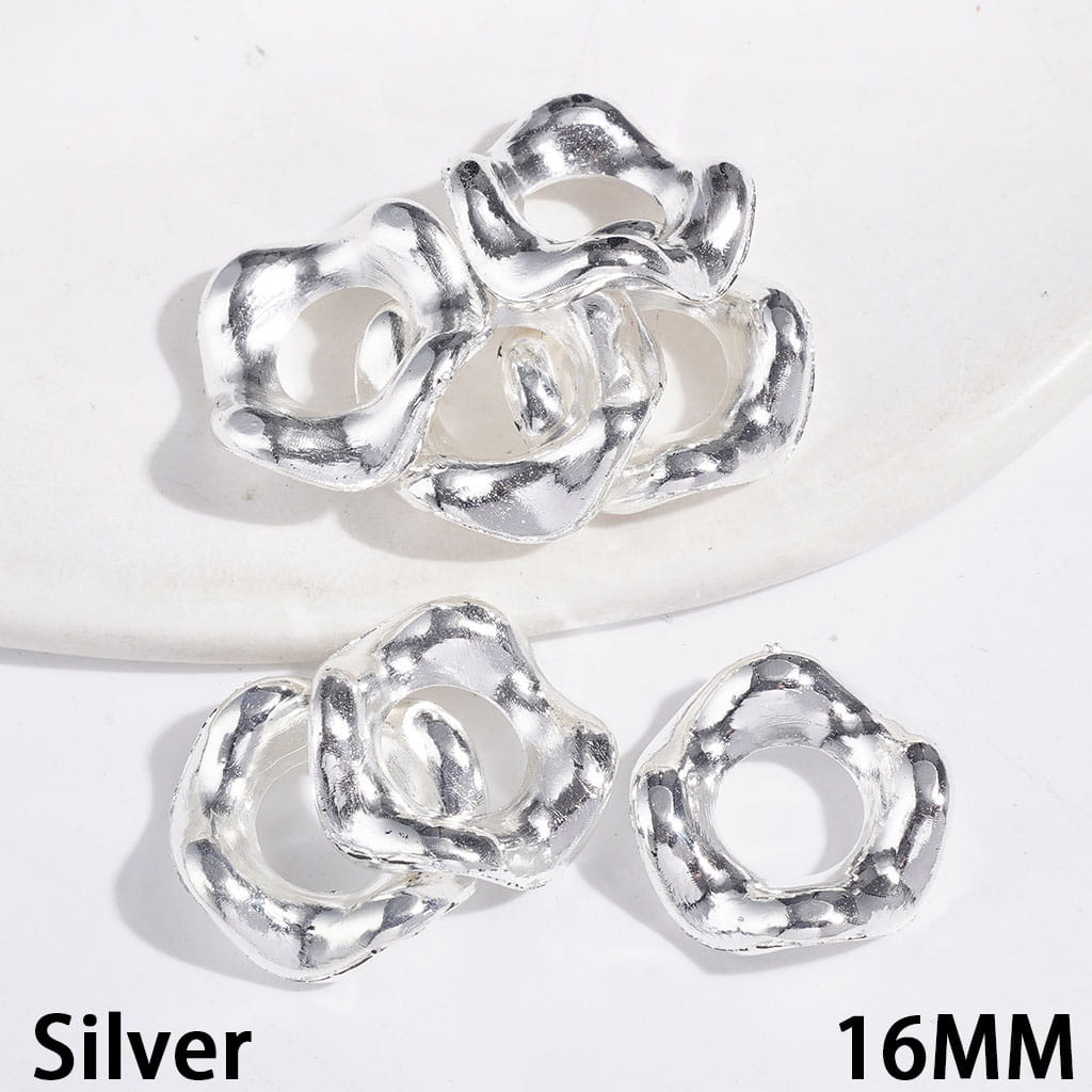 Metal Spacer Beads Wavy-Edge, 16MM Gold and Silver