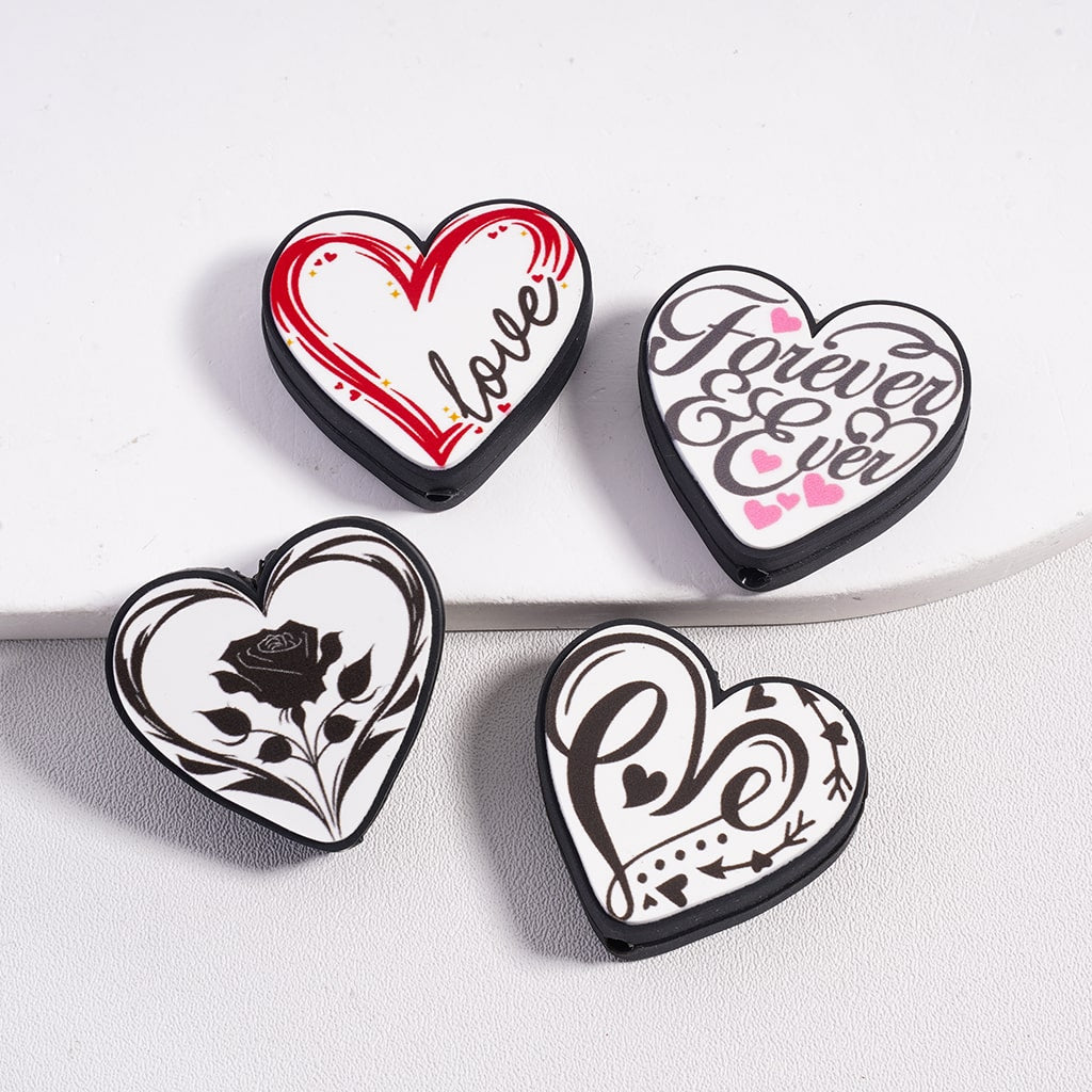 Valentine’s Day Loving Heart Shape Design Silicone Focal Beads