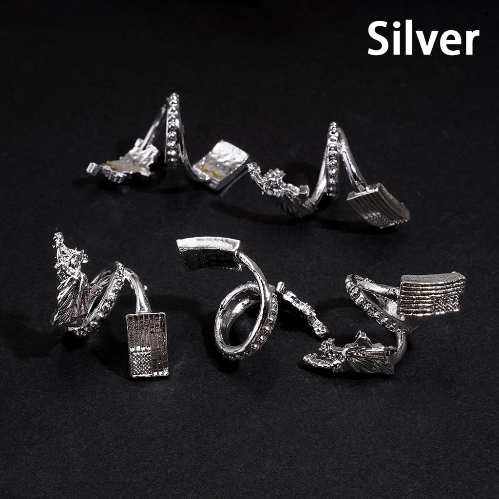 Trendy Twisted Spiral Metal Beads w the Statue of Liberty & American Flag, Patriotic Theme, Large Hole, Jewelry Accessories, Gold & Silver