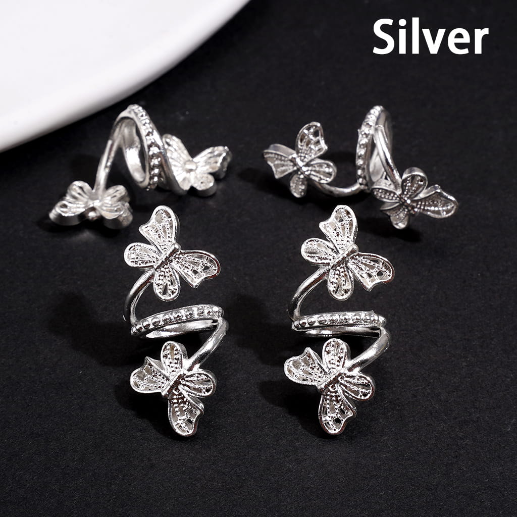 Trendy Twisted Spiral Alloy Beads with Butterfly Design, Large Hole, Jewelry Accessories, Gold & Silver