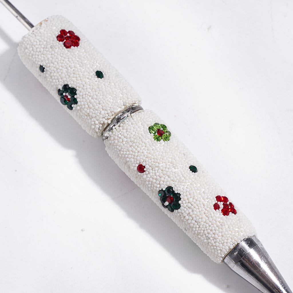 Vibrant Flower Designs with Mini Rhinestones Covering the Entire Beadable Clay Pen
