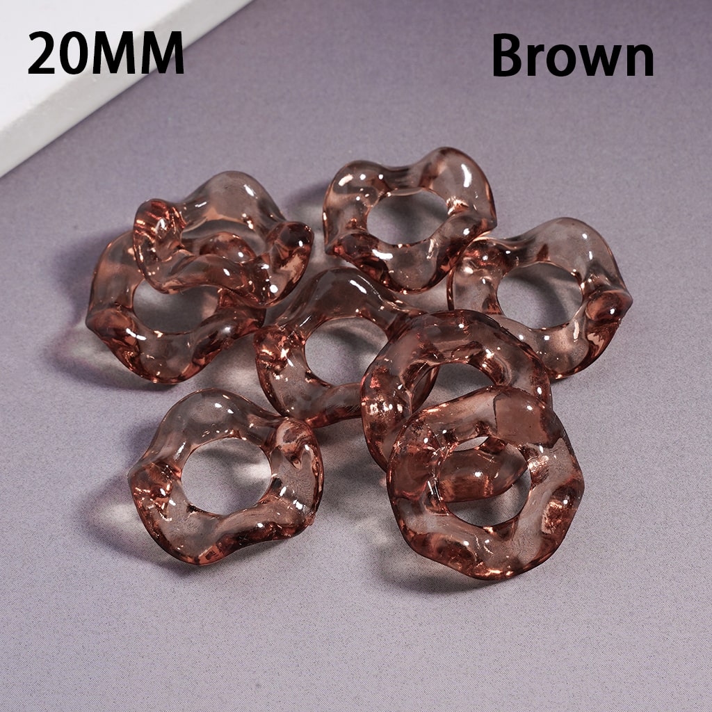 Wavy Shape Translucent Color Big Hole Acrylic Spacer Beads 20MM, Random Mix