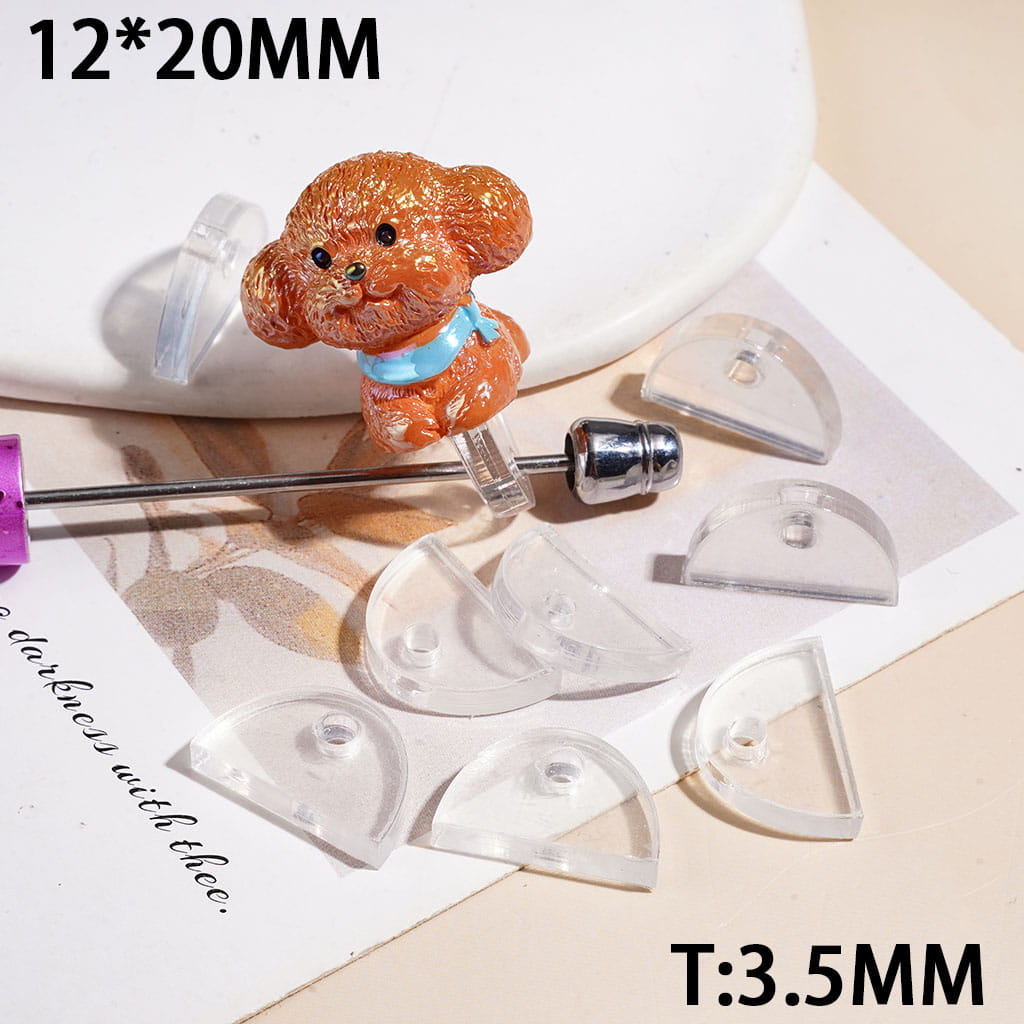 Clear Acrylic Attachment with Flat Back for Beadable Pens, 12*20MM, Thickness 3.5CM (Do Not Include Dog)