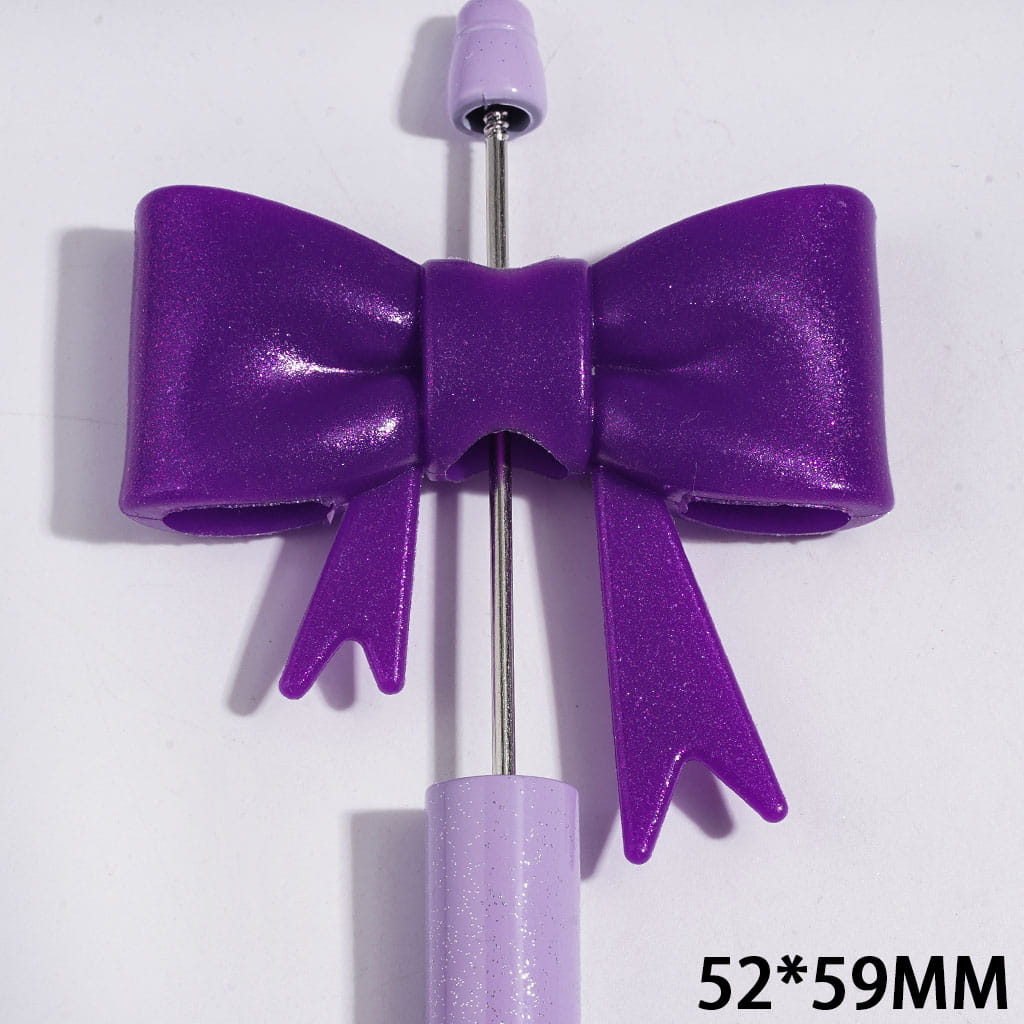 UV-Coated Purple Soft Bowtie with Glitter Silicone Focal Beads, 52*59MM