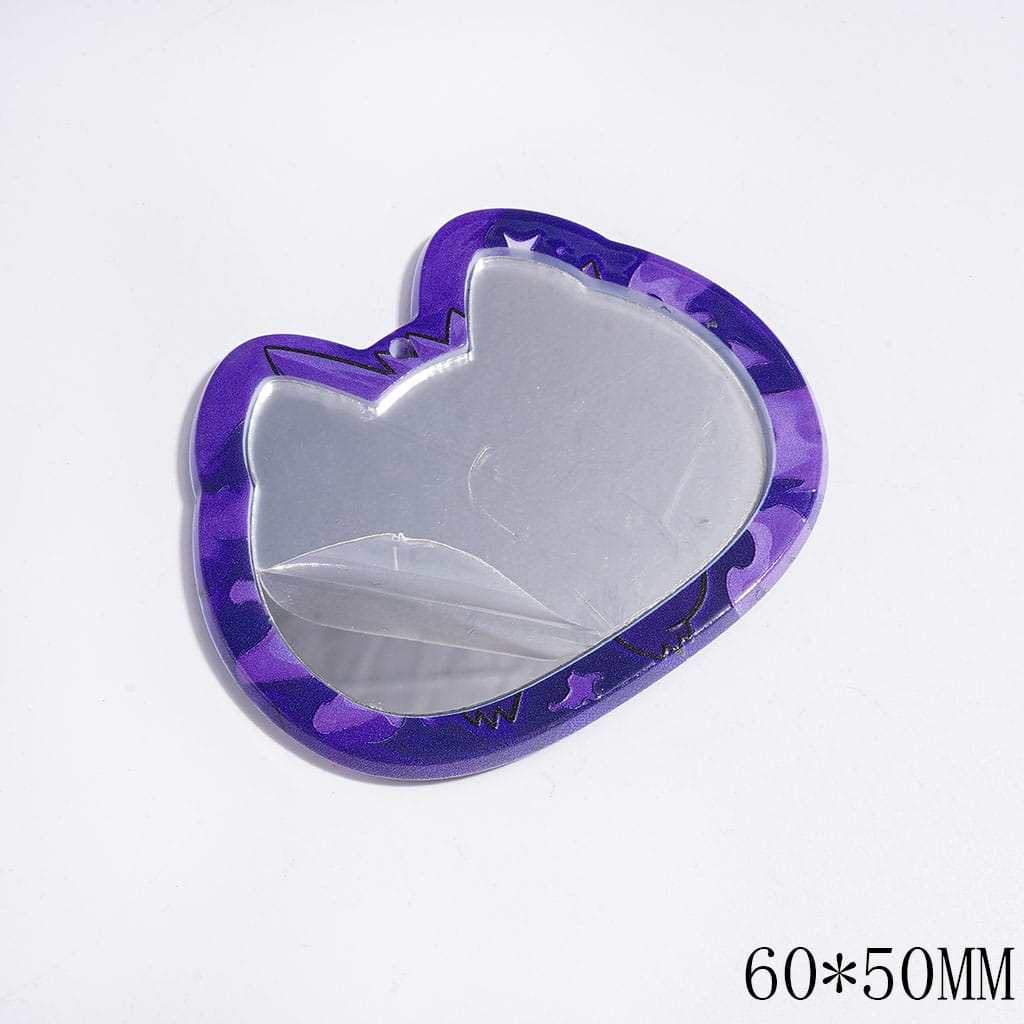 Acrylic Pendants Cat Head Shape with Small Monster Characters Patterns Series, 60*50MM, Random Mix