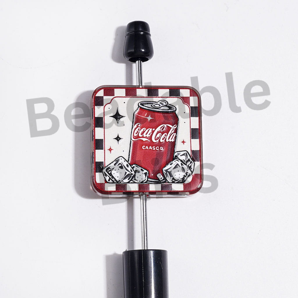 Acrylic Beads Soda Drink in Red Series, Semi-Clear, Random Mix