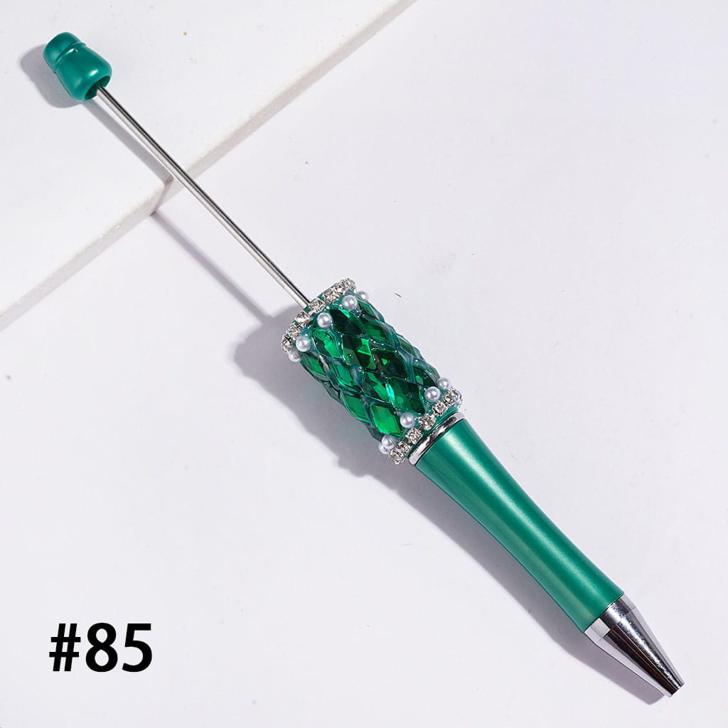 Diamond-Shaped Rhinestones with White Pearl & Clear Rhinestone Chain Handmade Beadable Pens, Multi-Color, Random Mix