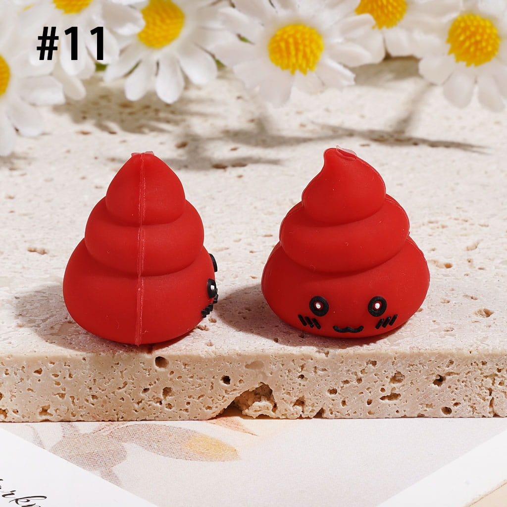 3D Cute and Humorous Excrement Silicone Focal Beads, 20*23MM, Multi-Color