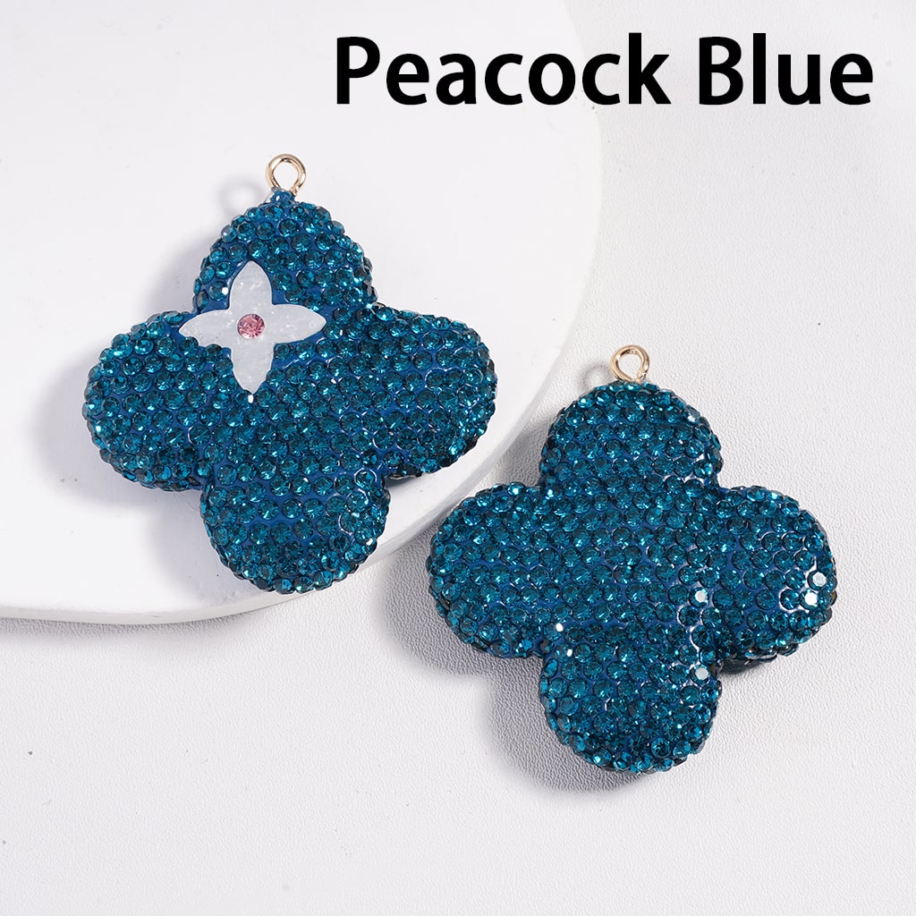 Multi‑Color Four‑Leaf Clover Clay Keychain Pendant Jewelry Accessories with Rhinestones