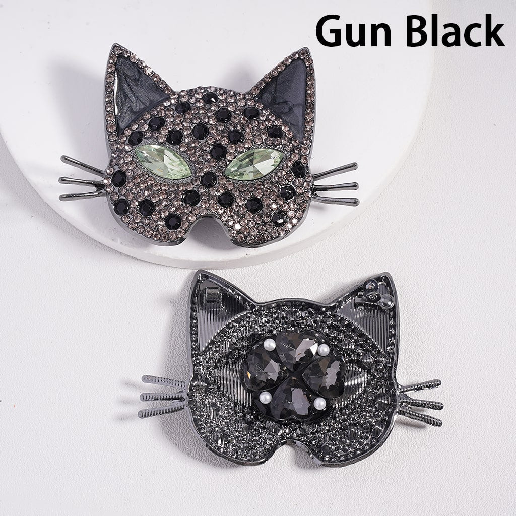 Cat Head Face Mask Bead White Pearls & Green Rhinestone Eyes Clay Beads 48*72MM