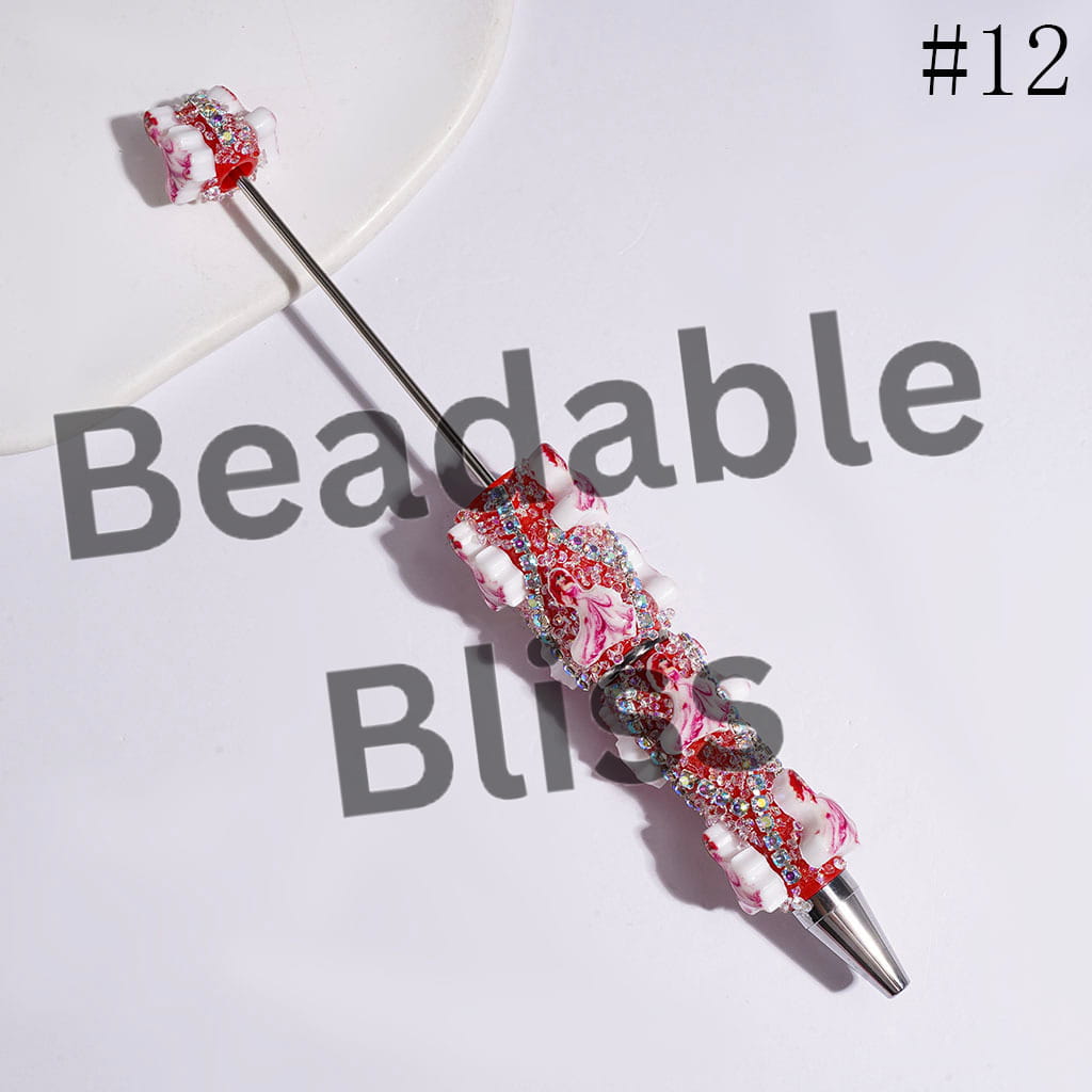Beadable Sugar Pens with Classic Animation Pretty Princess Character & Cone Shaped Clear Rhinestones, AB Rhinestone Chains