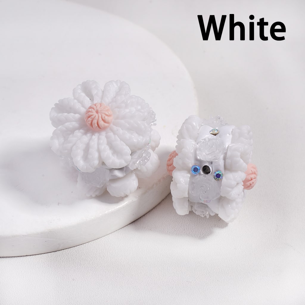 Solid Color Flower with Knit Patterns & Clear Rose Flowers, AB Rhinestones Multi‑Color Clay Beads 23*28MM
