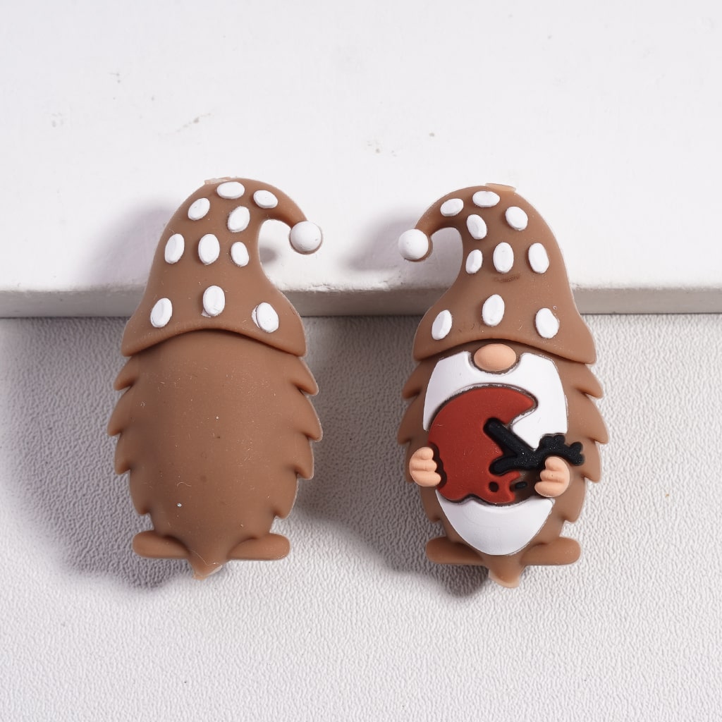 3D American Football Gnome Brown Bowtie Silicone Focal Beads