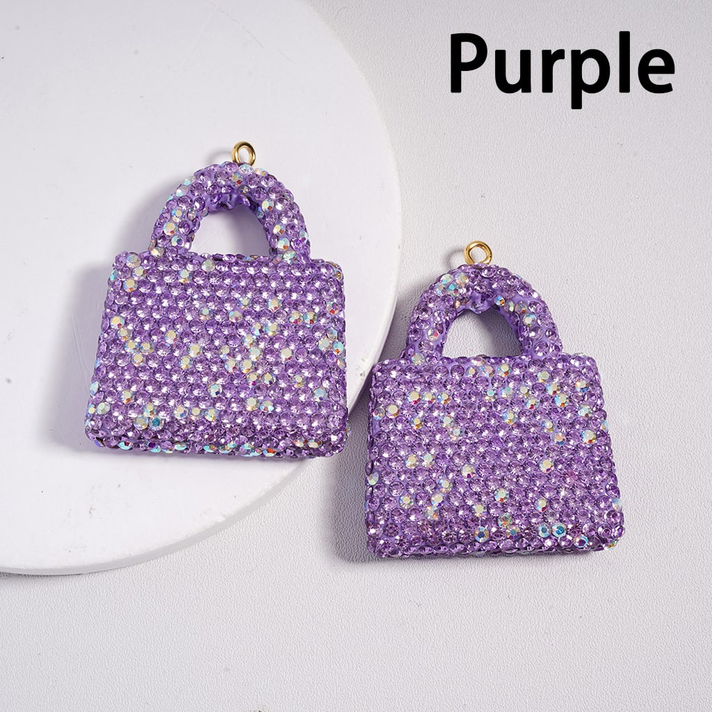 Multi Color Clay Bag Keychain Pendant & Jewelry Accessories with Rhinestones 40*51MM Random Mix