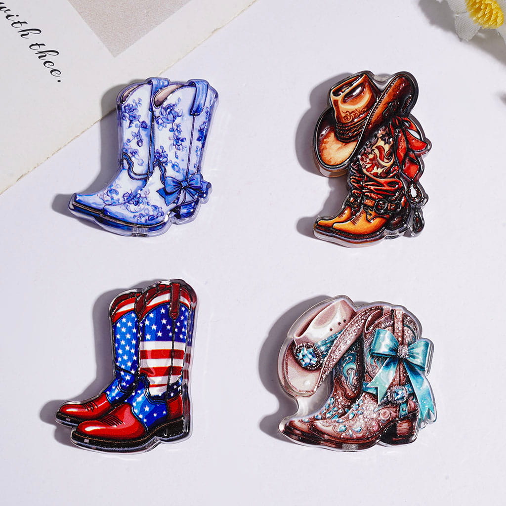Boot with Diverse Design Acrylic Beads, Mult-Color Random Mix