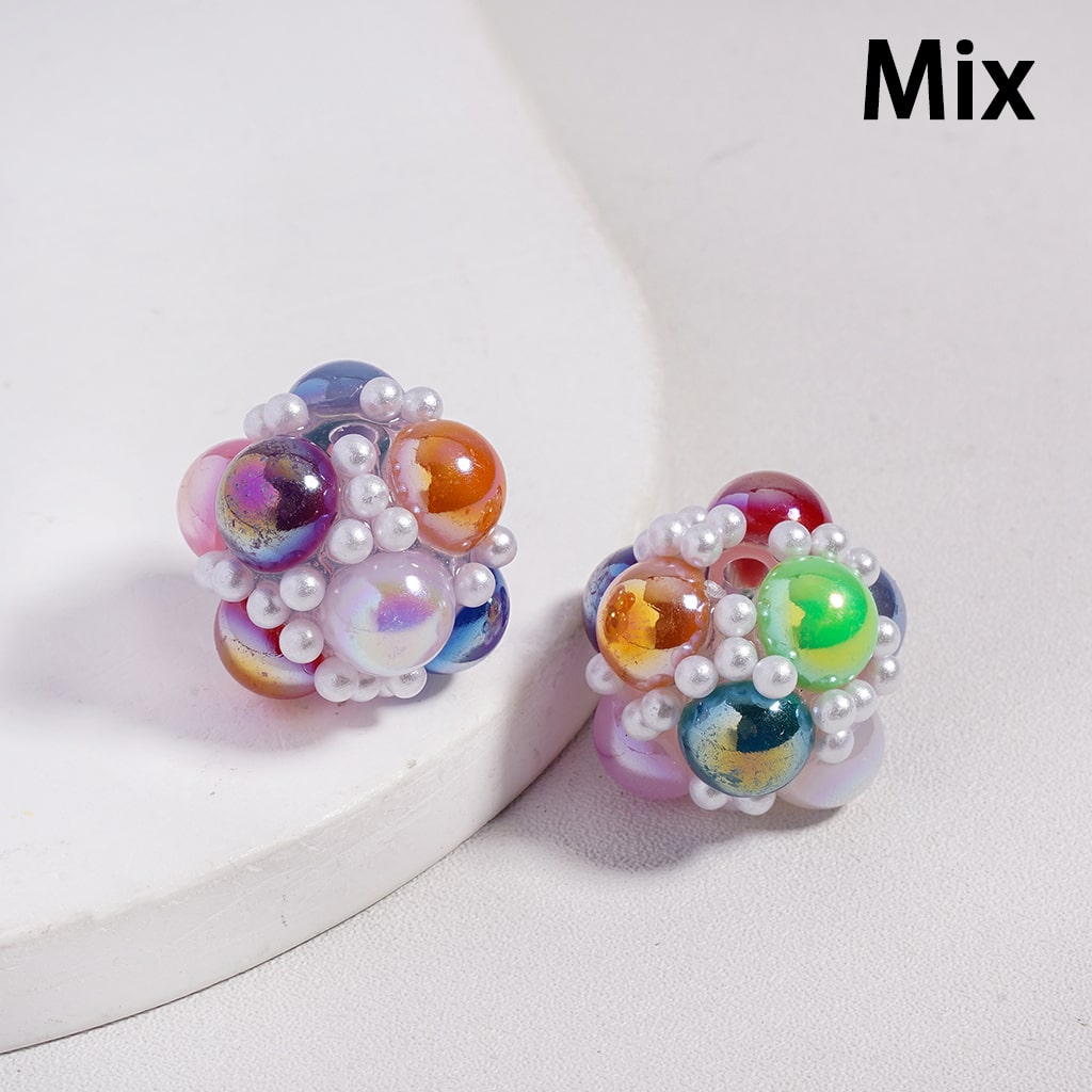 UV Coating with White Pearls and Half Shell Pearls in Different Mix Color Acrylic Beads, 20MM