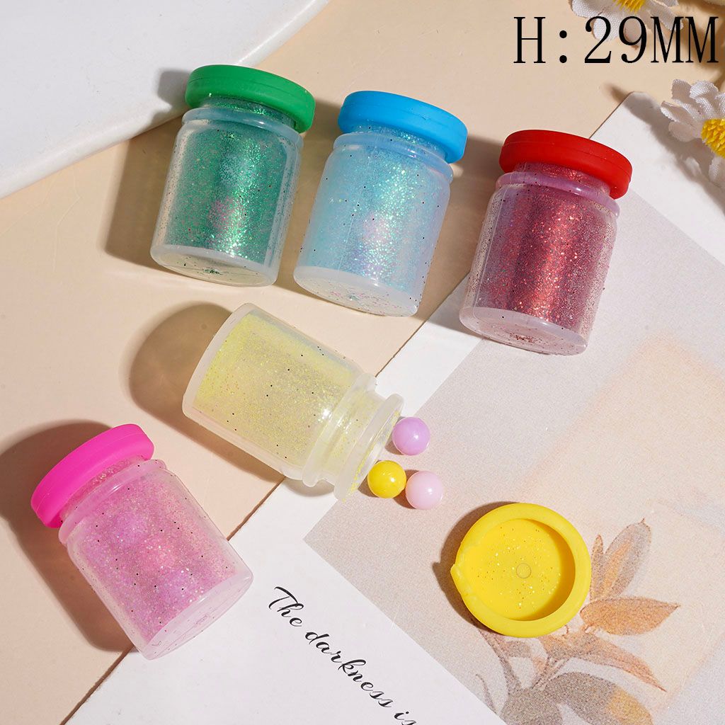 Silicone Shaker Beads with Various Colored Glitter & Round Silicone Beads & Lid, Height 29MM (The Bottle Cap can be Installed and Removed)
