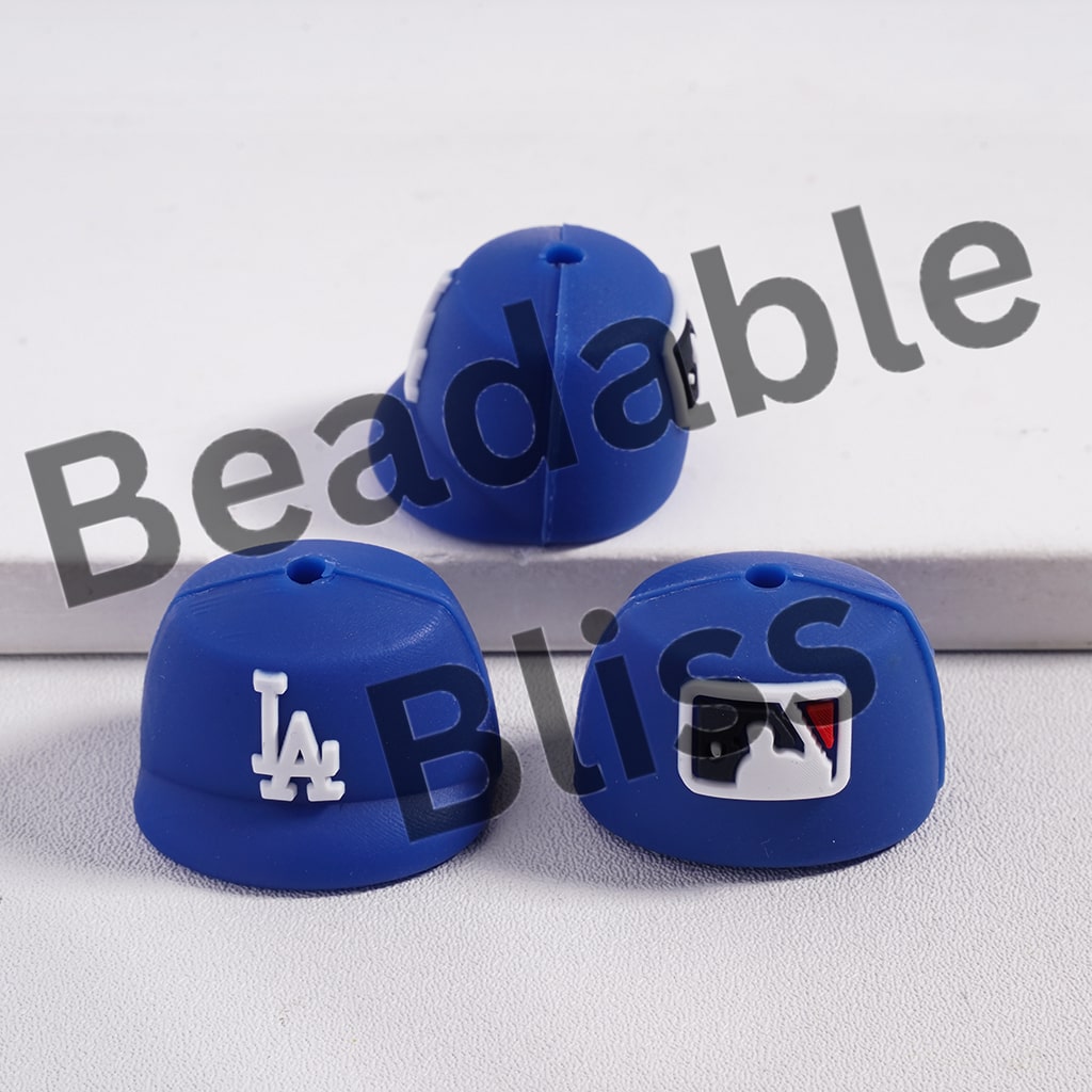 3D Baseball Cap Hat Sporty Colorful Silicone Focal Beads Random Mix