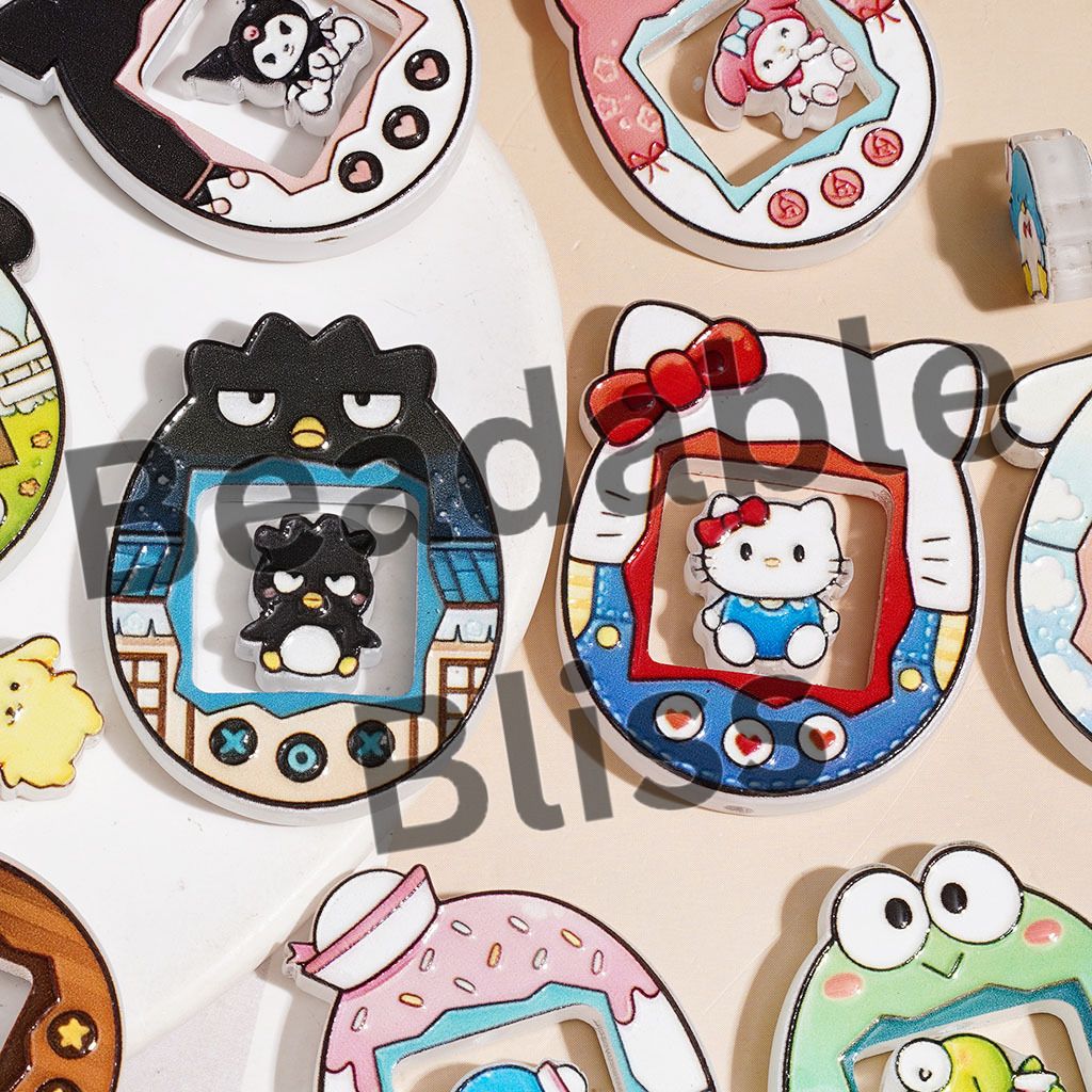 Acrylic Beads Frog Dog Cat Penguin Adorable Character Series, Electronic Pet Game Machine Set Collection, Random Mix