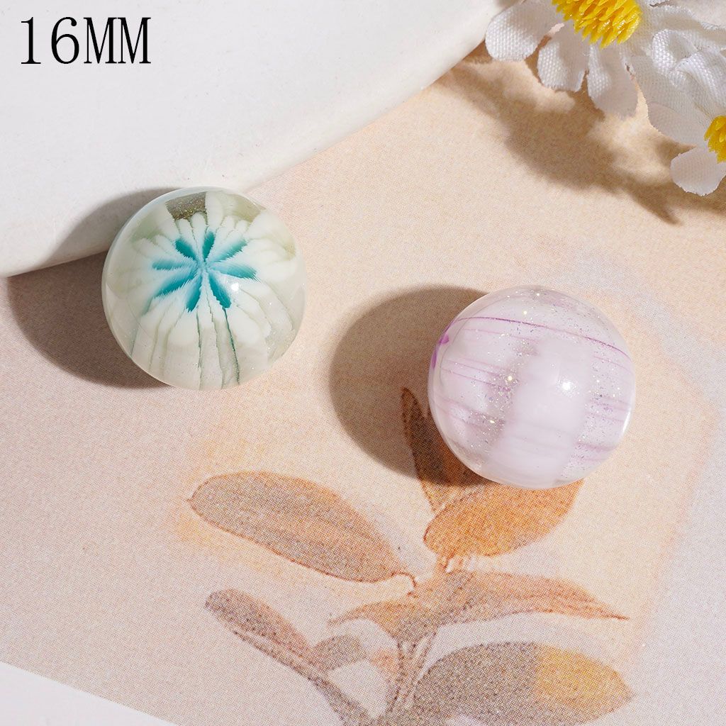 Acrylic Beads for Bracelets with Inlaid Stripe Texture Snowflake and Glitter, 16MM Multi-Color Random Mix