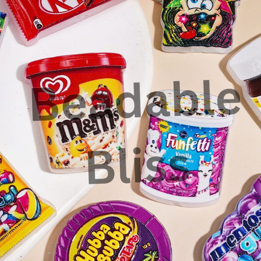 Snacks Series Candy Gum Coffee Chocolate Acrylic Beads, Random Mix