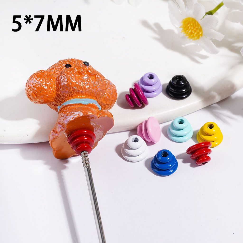 Silver Spiral Metal Pen Topper for DIY Beadable Pens, 5*7MM, Jewelry Accessories, Multi-Color, Random Mix (No Dog Included)