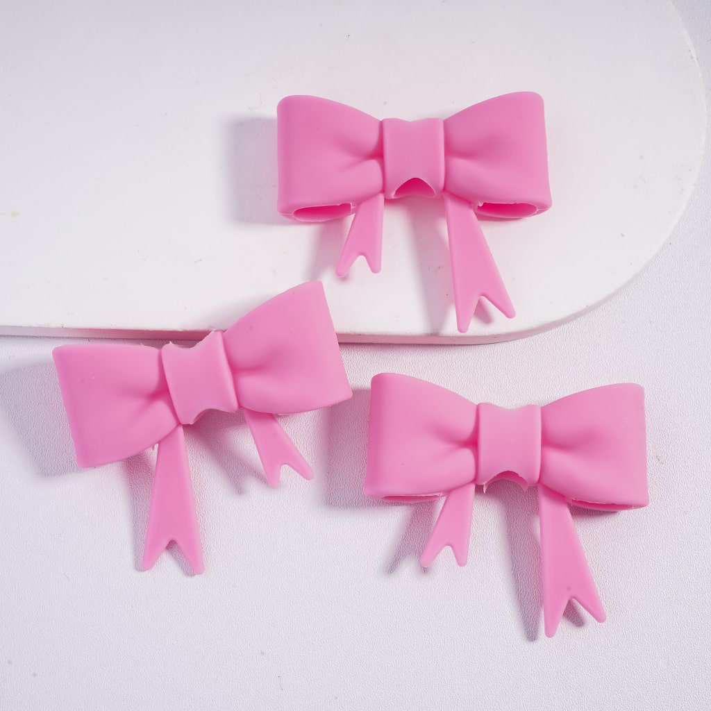 Food Grade Cup & Tumbler Accessory Pale Pink Bowtie Silicone Straw Topper