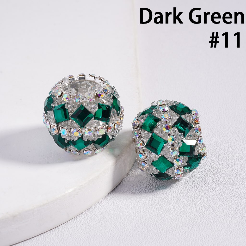 Multi-Color Round Acrylic Sugar Beads with Square Shape Rhinestones Chain 20MM