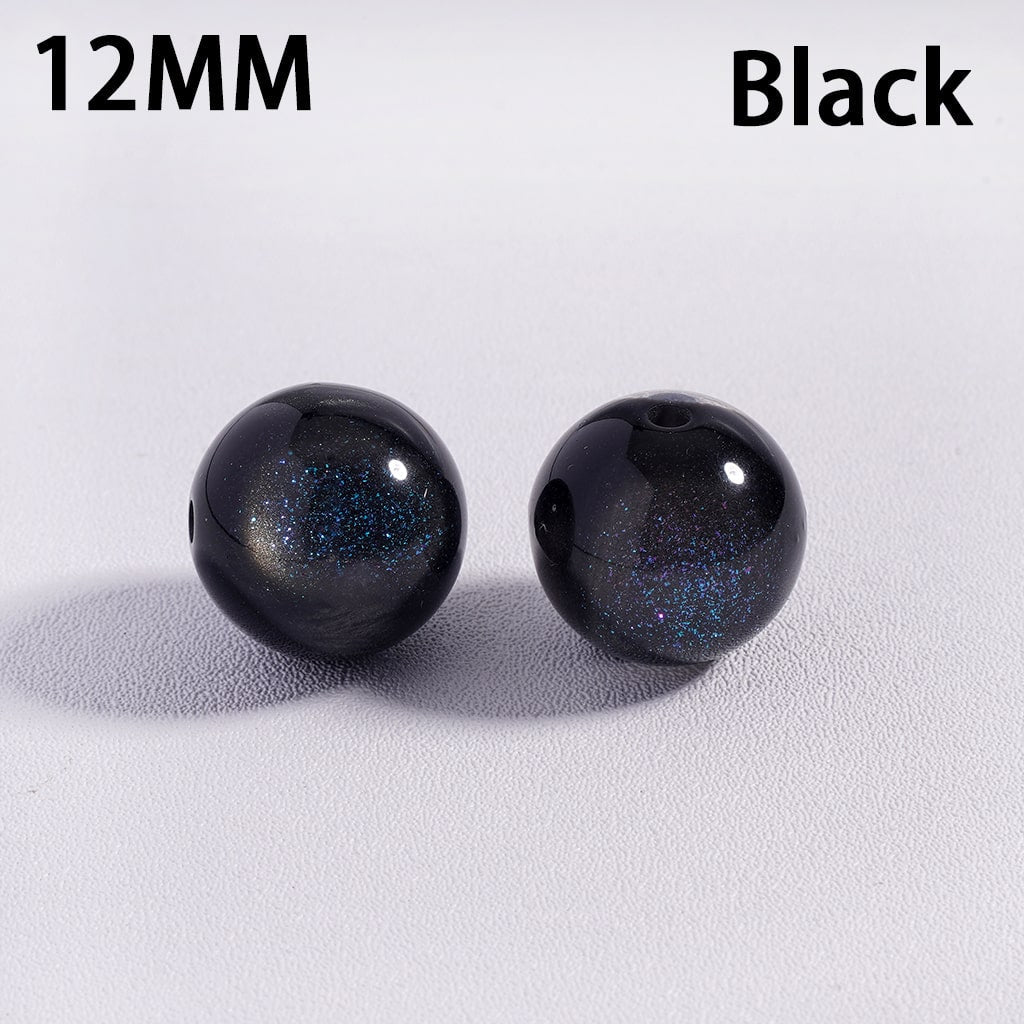 Glitter Multi‑Color Cat Eye Color‑Changing Round Acrylic Beads for Bracelets 12MM