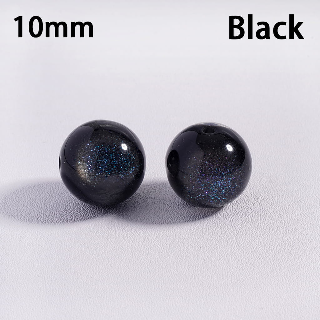 Cat Eye Style Color‑Changing with Glitter Round Acrylic Beads for Bracelet 10 mm