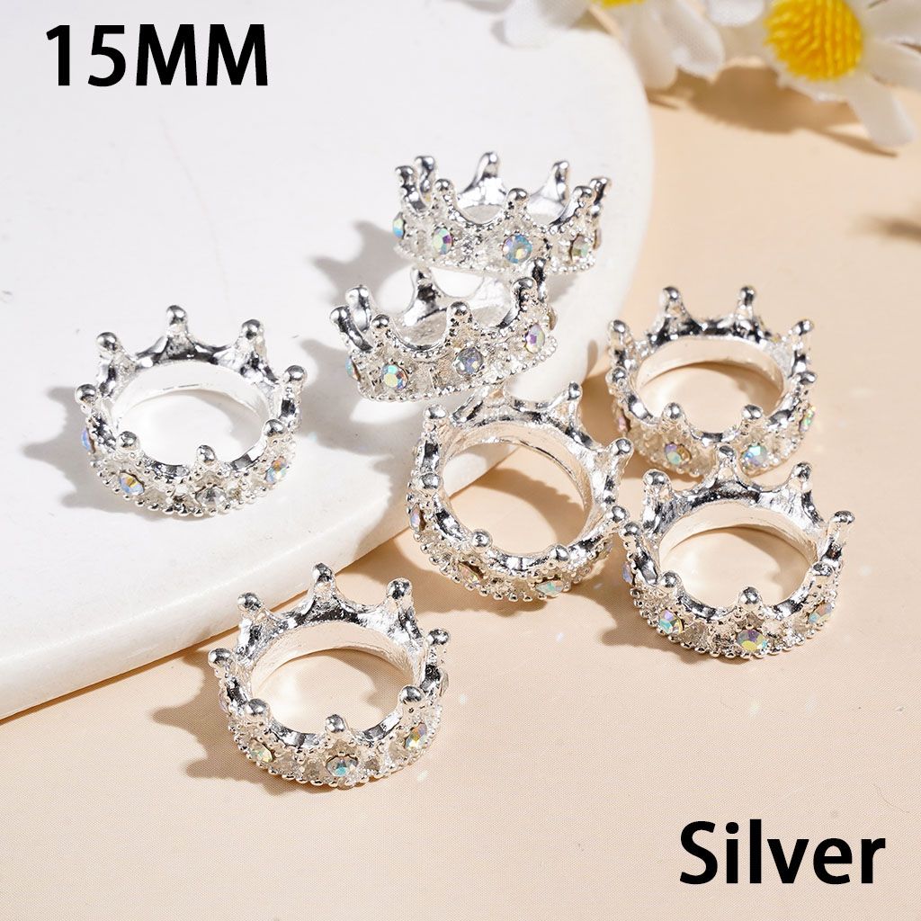 Alloy Bead Cages Hollowed Crown with AB Rhinestone, Bead Cap, 15MM Multi-Color Random Mix (They Fit 12MM Beads)