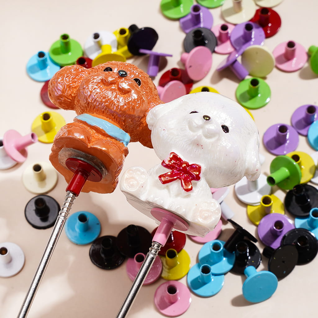Colorful Metal Vibrant Solid Color Ornament Topper for DIY Beadable Pens, Random Mix (No Dog Included)