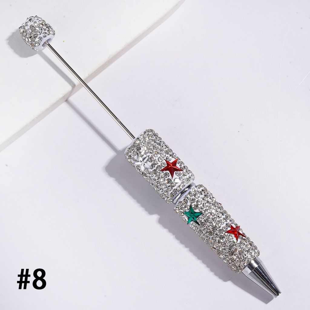 Colorful Star-Shaped Accent with Sparkling Rhinestone Covered Beadable Clay Pens, Multi-Color