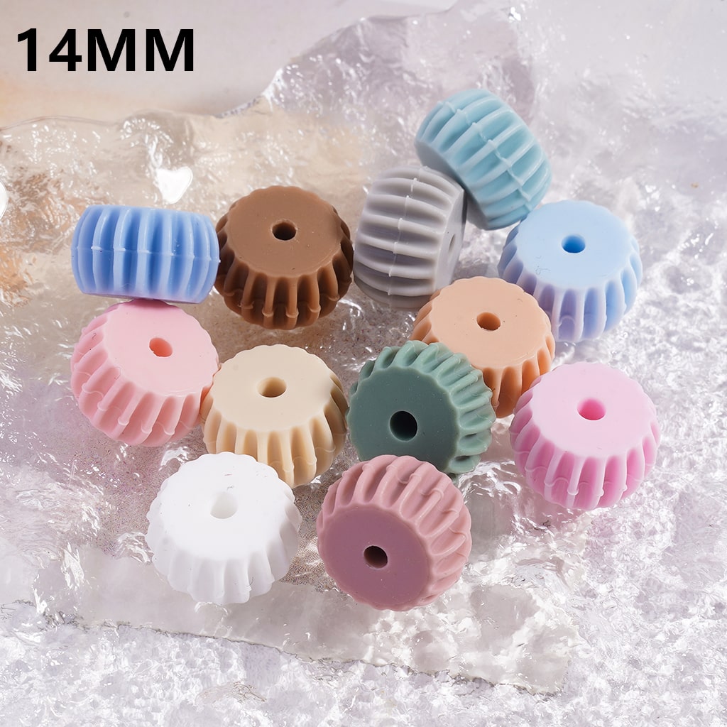 Wheel & Gear MultiColor Shape Silicone Beads 14mm Random Mix