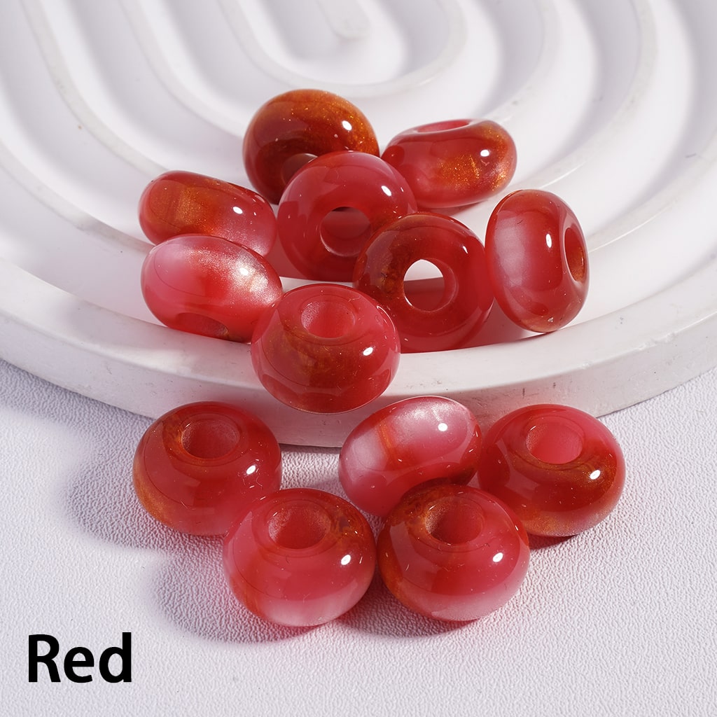 Cat Eye Style Wheel Shape with Gold Glitter Shiny Big Hole Acrylic Beads 7*13MM Random Mix